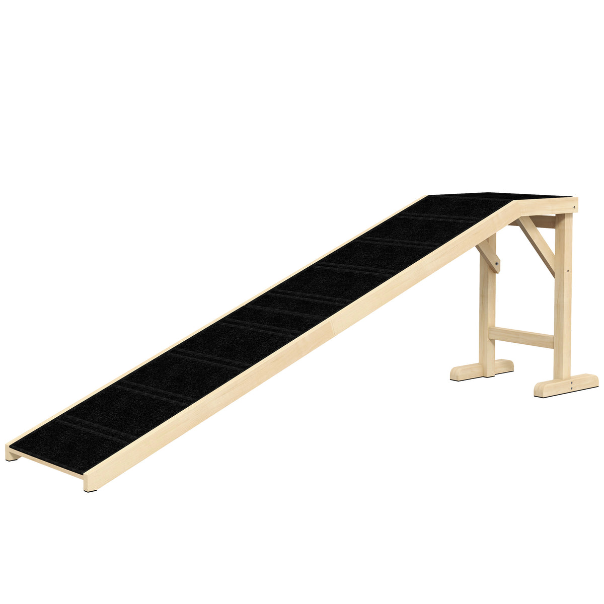 Pet Ramp Bed Steps for Dogs Cats Non-slip Carpet Top Platform Pine Wood 74"L x 16"W x 25"H Brown