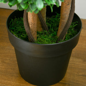 3ft Artificial Tree, Triple Ball Boxwood Topiary with Pot and Sandalwood Leaves, for Indoor Outdoor Home