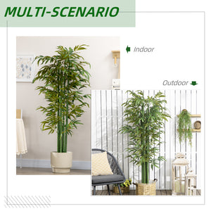 Set of 2 6 FT Artificial Tree Bamboo Tree Fake Plants in Pot for Home Office Living Room Decor, Green