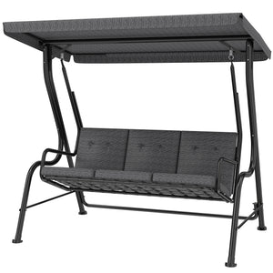 3-Person Porch Swing Chair, Patio Swing Bench with Adjustable Canopy – view 3