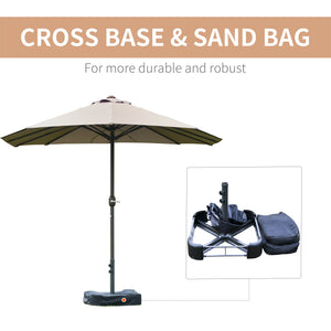 15' Outdoor Patio Umbrella with Twin Canopy Sunshade Steel Table Umbrella w/ Lift Crank, Cross base – view 9