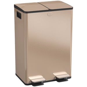 Garbage Bin, Soft-Close Trash Can with Foot Pedal, 2x7.4 Gal (2x28 L) Garbage Can with Removable Inner Buckets, SGold