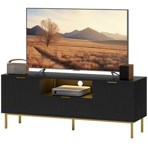 Modern TV Console for TVs up to 60 Inch, Entertainment Center with Smart RGB LED Lights and Soft Close
