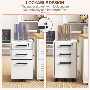 Lockable Vertical File Cabinet with Lock, 3 Drawer Filing Cabinet with Hanging Bars for Letter and A4 Size – view 12