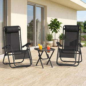 Zero Gravity Chair Set of 2 Patio Chair with Side Table Cupholders and Pillows for Pool, Backyard, Lawn β view 7