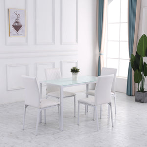 Modern Dining Chairs Set of 4, Upholstered Faux Leather Kitchen Chairs with Rhombic Tufting and Metal Legs – view 6