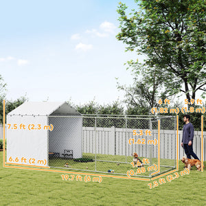 Galvanized Steel Dog Kennel Outdoor with Waterproof & UV-Resistant Cover for Large Dogs, 13.1' x 7.5' x 7.5' – view 16