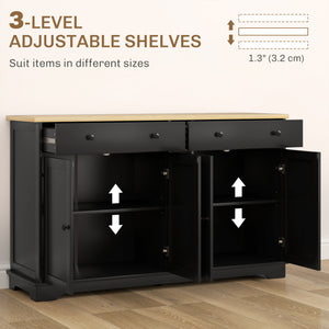 Modern Sideboard, Buffet Cabinet with Storage Drawers, Adjustable Shelves for Living Room, Dining Room, Entryway, Black