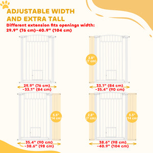 30"-41" Extra Wide Pet Gate with Small Door, 30" H Dog Gate with 3-Inch and 5.5-Inch Extension Kit