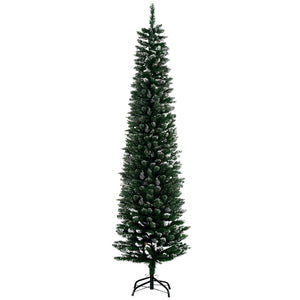 6FT Artificial Snow Dipped Christmas Tree Xmas Pencil Tree Holiday Home Indoor Decoration with Foldable