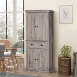 Long Standing Kitchen Cabinet w/ 2 Drawers MDF Board, Wood Grain