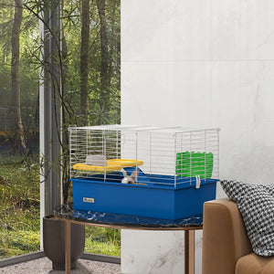 18.5" Small Animal Cage with Water Bottle, Food Dish, Platform, Ramp, Black – view 14