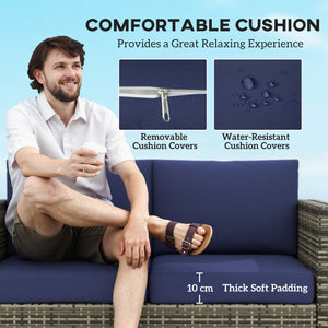 Wicker Outdoor Sofa, All Weather Patio Couch Loveseat with Cushions for Balcony, Deck, Garden, Poolside – view 4