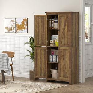 72" Freestanding Storage Cabinet, Kitchen Pantry Cabinet with Doors and Shelves for Dining Room, Natural – view 21