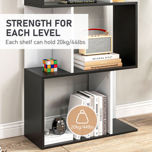 Modern Bookcase 5-Tier Display Shelf Storage Shelf Room Divider Living Room Home Office Furniture, Black
