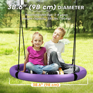 Qaba 100cm Diameter Nest Seat for Kids with Height Adjustable Hanging Ropes for Outdoor, Playground, Garden
