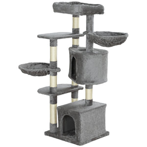 52.5" Cat Tree Tower with Scratching Posts, Cat Condos, Bed, Platforms, Hammocks, for Indoor Cats, Dark Grey – view 8