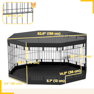 8 Panels Foldable Dog Playpen with Bottom Pad & Top Cover, 30" High