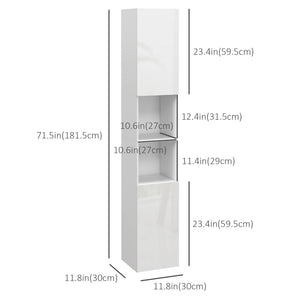 Tall Bathroom Cabinet, High Gloss Storage Cabinet with Doors and Adjustable Shelves, 11.8" x 11.8" x 71.5" – view 9