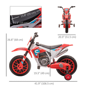 Aosom Kids Dirt Bike 12V Battery-Powered Ride-On Electric Motorcycle with Charging Battery, Training Wheels