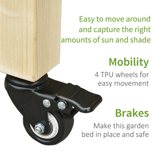 Mobile Raised Garden Bed Elevated Wood Planter Box with Lockable Wheels – view 4