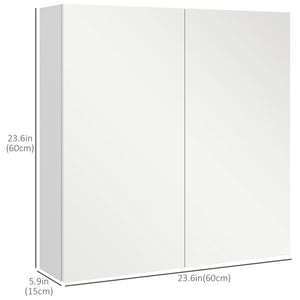 24" x 24" Medicine Cabinet, Wall Mounted Bathroom Mirror Cabinet with Mirrored Doors, Adjustable Shelves and Soft Close Mechanism, High Gloss White