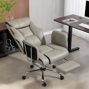Reclining Office Chair, Overstuffed Executive Desk Chair with High Back, PU Leather, Footrest – view 14