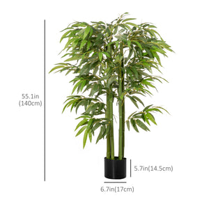Set of 2 4.5FT Artificial Bamboo Tree Faux Decorative Plant in Nursery Pot for Indoor Outdoor Décor