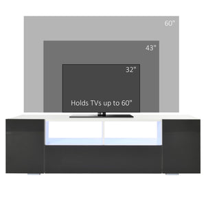 TV Stand for TVs up to 60", TV Unit with LED Lights, Storage Shelves and Cupboards, 53.9" x 13.8" x 16.5" – view 6