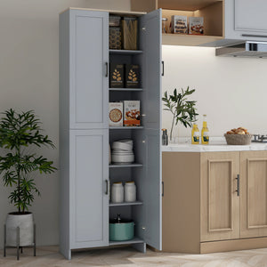 67" 4-Door Kitchen Pantry Cabinet, Freestanding Storage Cabinet Cupboard with Adjustable Shelves, Black – view 14