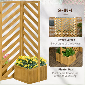 Backyard Privacy Screen - Folding 65" with Planters for Patio, Deck, and Backyard, Brown