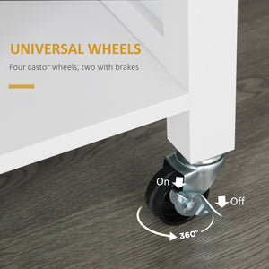 Wooden Rolling Kitchen Island on 360° Swivel Wheels Dining Cart with Drawer, Towel Rack for Kitchen, White