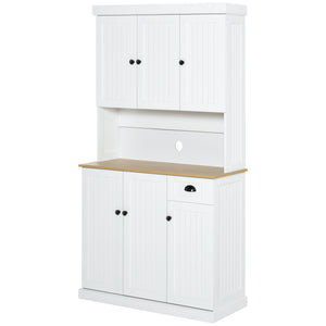71" Kitchen Pantry Buffet with Hutch Storage Cabinet Microwave Oven Stand with Drawer, Black – view 8