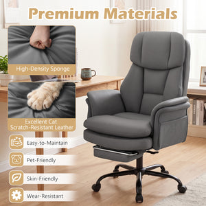 Ergonomic Cross Legged Office Chair Big and Tall Executive Chair with Retractable Footrest-Grey view 8