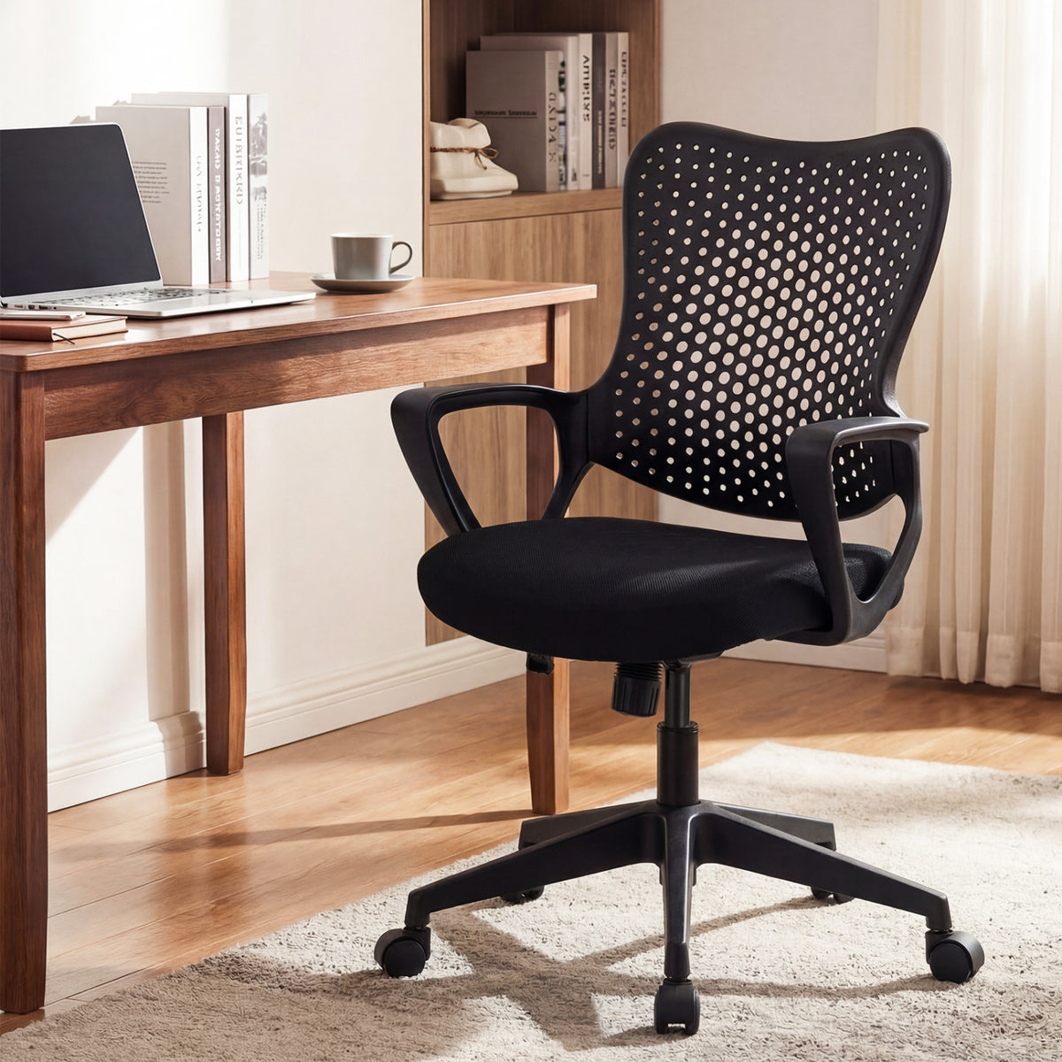 Ergonomic Office Chair Height Adjustable Computer Desk Chair with Breathable Butterfly Back-Black view 2