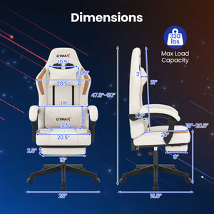 Ergonomic Video Game Chair with Headrest for Home Office-Beige view 5