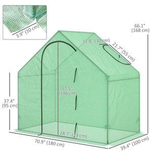 6'x3.3'x5.5' Walk-in Garden Greenhouse with Door and Window, Portable Mini Greenhouse for Plants Flowers Herbs, Steel Outdoor Hot House Growing Tent, Clear Plastic Cover