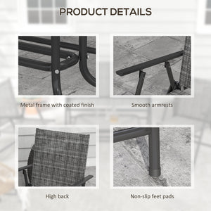 Outdoor 4 Pieces Patio Furniture Set, Garden Set with Two Foldable Armchairs, a Loveseat & Glass Top Table – view 13