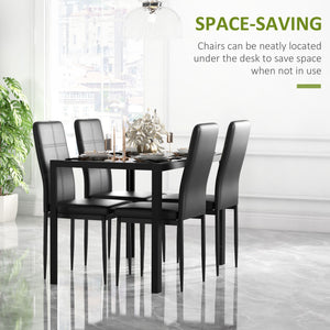 5-Piece Rectangular Glass Kitchen Table and Chairs with Metal Frame and Faux Leather Upholstery for Dining – view 9