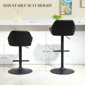 Bar Stools Set of 2, Swivel Counter Height Barstools with Back, Footrest, Armrests, Adjustable Height, Black – view 11