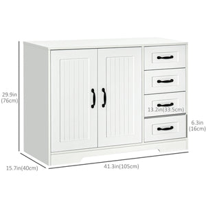 Modern Sideboard Buffet Cabinet with Drawers and Beadboard Door Cupboard Kitchen Storage Cabinet White – view 2