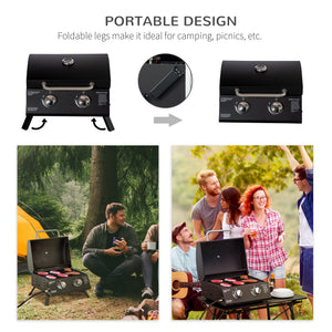 2 Burner Propane Gas Grill, Portable Tabletop BBQ with Foldable Legs, Lid, for Camping, Picnic, Silver – view 11