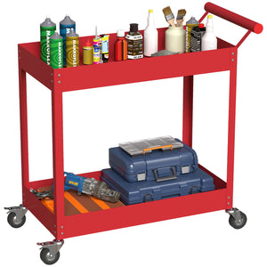 Rolling Tool Cart, 2 Tier Mobile Service Utility Cart with Wheels, Black – view 8