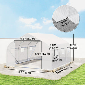 15'x10'x7' Greenhouse Gardening Planting Shed White