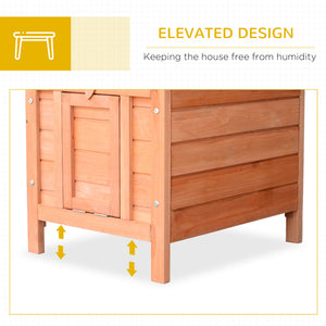 Wooden Rabbit Hutch, Bunny Cage with Waterproof & Openable Asphalt Roof, Outdoor Cat House Guinea Pig Cage Duck Shelter, Indoor Outdoor Use, 20" x 16.5" x 17", Orange