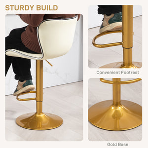Counter Height Bar Stools Set of 2, Adjustable Height Bar Chairs with Swivel Seat, PU Leather Upholstery