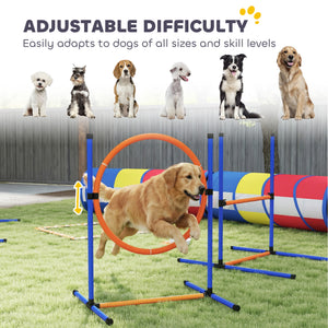 Dog Agility Training Equipment, 11-Piece Dog Obstacle Course with Adjustable Hurdle & Ring, 3 Tunnels, Weave Poles