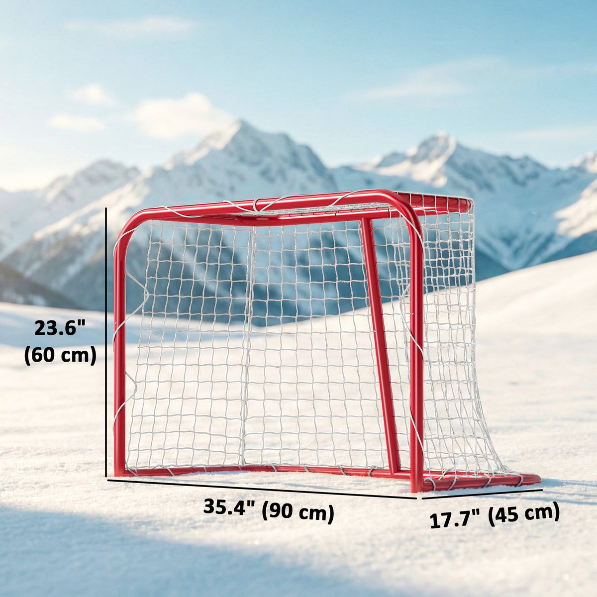 Soozier 3' x 2' Mini Hockey Goal, Easy Setup Hockey Net with Metal Frame, Lightweight & Portable