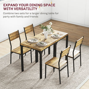 Dining Table Set for 2, 3 Piece Kitchen Table and Chairs with Metal Legs for Small Spaces, Natural Wood