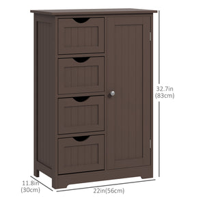 Bathroom Storage Cabinet, Floor Cabinet with Adjustable Shelf and 4 Drawers, Side Cabinet for Washroom – view 16